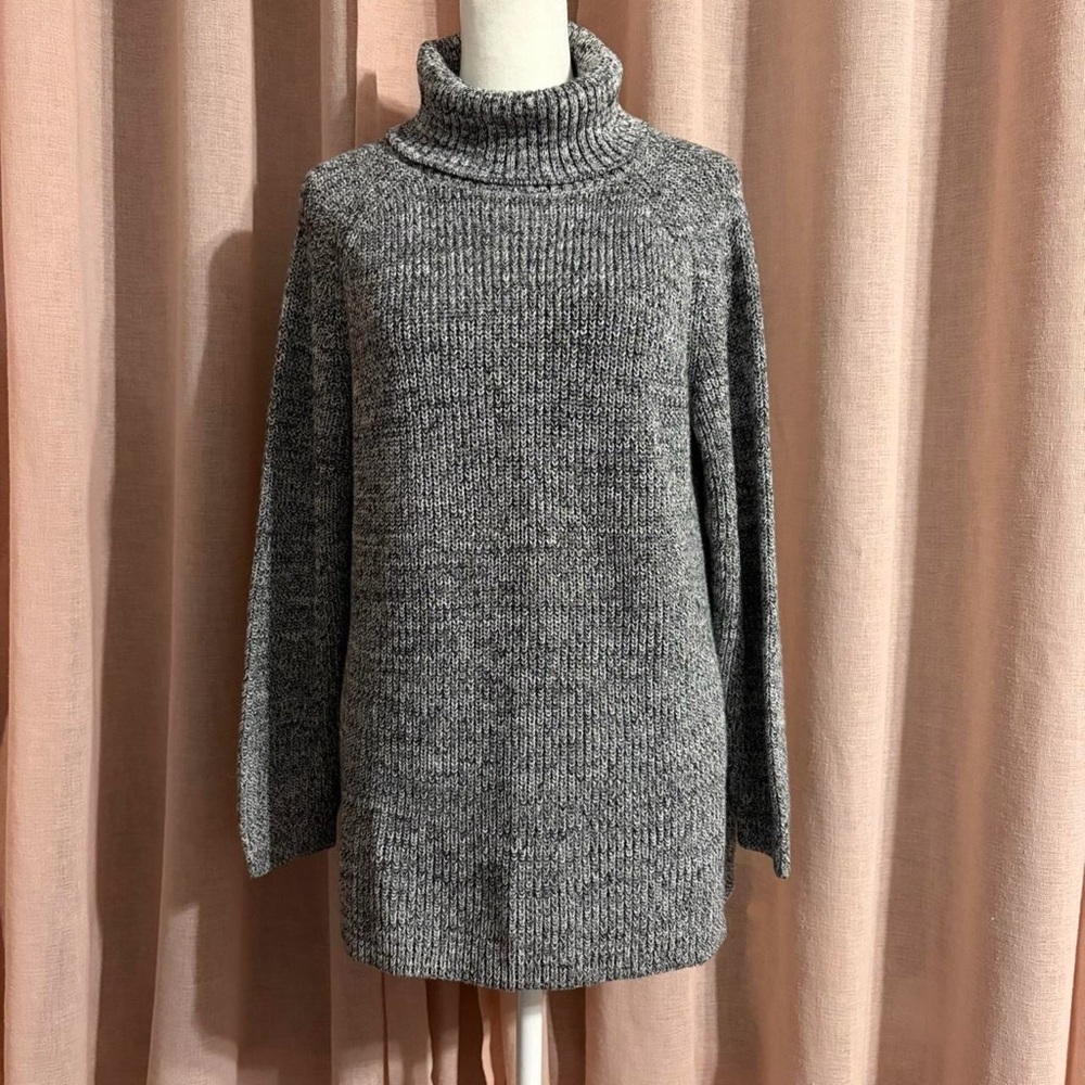 Coldwater Creek Cotton Grey Oversized Turtleneck Sweater